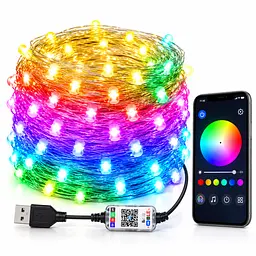 Світлодіодна гірлянда Smart LED «Крапля роси» 10 м з Bluetooth / Wi-Fi  RGB  керування зі смартфона через застосунок 