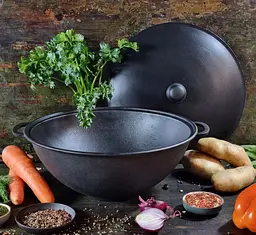  Казан узбецький Наша майстерня WOK з алюмінієвою кришкою 12 л (V12C2Wok) - мініатюра 4