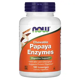 NOW Папайя ферменти, Papaya Enzymes - 180 пастилок