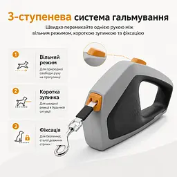 Повідець-рулетка для собак KimPets 5м, з рефлекторною стрічкою, з ергономічною ручкою, до 50кг, зелений - мініатюра 3
