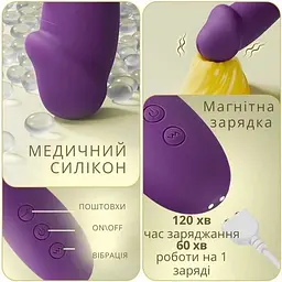 Вібратор точки G та постукуванням клітора 3в1 Pretty Love Finger Bunny 21 режим Фіолетовий - мініатюра 3