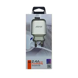 Мережевий зарядний пристрій Aspor A829 2USB/2.4A- білий - мініатюра 3