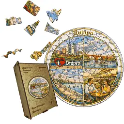 Дерев'яний фігурний пазл puzzlean Композиція Дніпра, А3, Дерев'яна коробка 200 елементів