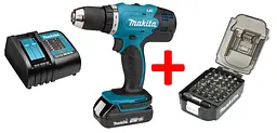 Шурупокрут акумуляторний Makita DDF453SYX5 з набором біт Makita B-68317 (42 Нм, 1.5-13 мм, LXT, DDF453BEO4)