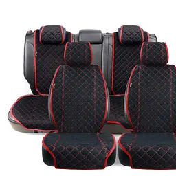 Накидки для сидінь Алькантара Verona Premium L Чорно-Червона Нитка (Оригінал)