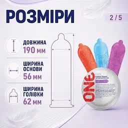 Презерватив ONE Tattoo Touch, ребристий латексний презерватив з рельєфним тату-візерунком, анатомічна форма, фіолетовий, змащений - мініатюра 2
