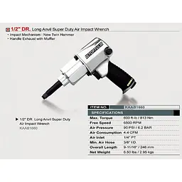 Гайковерт пневматичний для СТО 1/2" 813N/m 6500 об/хв. Toptul hoz0009566 - мініатюра 2