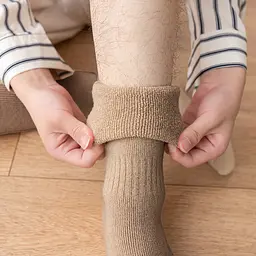 Гольфы мужские теплые махровые бежевые One Size 3645 - миниатюра 2