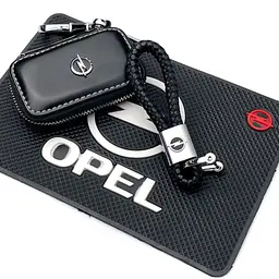 Подарунковий набір №66 для Opel / килимок панелі / брелок / чохол зі шкіри наппа