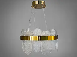 Підвісна люстра Diasha 803/400SGD кругла LED-модель із золотим ободом, потужність 77 Вт, діаметр 38 см - мініатюра 3
