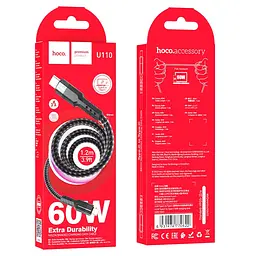 Кабель Hoco U110 Type-C to Type-C 60W charging data cable Black - мініатюра 2