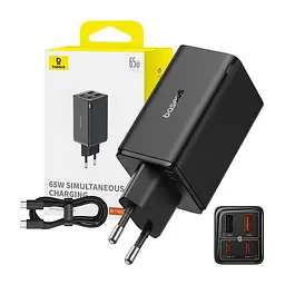 Мережевий зарядний пристрій Baseus GaN6 Pro Fast Charger 2C + 2U 65 W (P10162701113-00) чорний - мініатюра 6