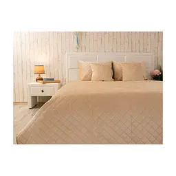 Покривало Руно двостороннє декоративне Velour Beige ромб 180х220 см (340.55_Beige ромб) - мініатюра 5