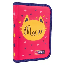 Шкільний пенал твердий Smart одинарний з двома клапанами HP-04 Meow