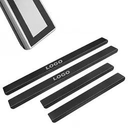 Накладки на пороги для Mitsubishi Grandis 2003-2011 Нержавійка з карбоновою вставкою і вигином 2 шт (Premium PK-MI05)