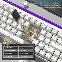 Ігрова механічна дротова клавіатура Womier WK68 Pro / 60% / Hot-swappable / White - мініатюра 4