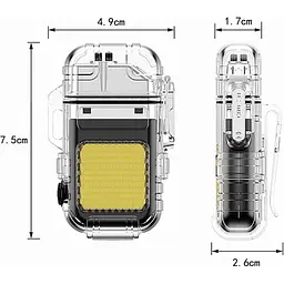 Електроімпульсна USB запальничка ARC Lighter з ліхтариком, чорна, водозахищена - мініатюра 5
