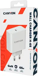 Зарядний пристрій Canyon H-65 GaN PD 65W QC 3.0 White - мініатюра 4