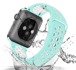 Спортивний ремінець з перфорацією Primo для Apple Watch 38 мм, 40 мм, 41 мм Teal White - мініатюра 3