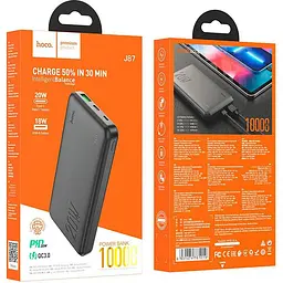 Зовнішній акумулятор Hoco J87 Tacker 10000mAh 20W Black [761019] [126607] - мініатюра 5