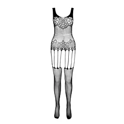 Бодістокінг Passion ECO BS001 One Size black, з доступом, імітація підв’язок, флористичний декор - мініатюра 3