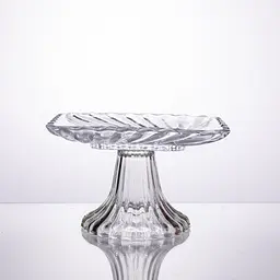 Тортівниця скляна квадратна на ніжці 16×16 см прозора для торта, десертів, сервірування столу Yiwu 64486-15 - мініатюра 3