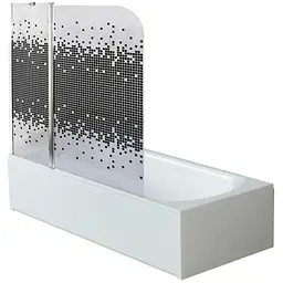 Шторка для ванної Bravo Enza 120B Mosaic Універсальна 120×140 см скло 6 мм чорна (000023254)