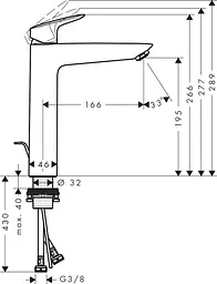 Змішувач Hansgrohe Logis 2Flow 190 для умивальника хромований 71095000 Хром - мініатюра 2