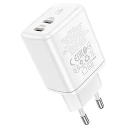 Зарядний пристрій адаптер 2 порти Borofone BN9 Reacher 2 Type-C 35 W білий - мініатюра 2
