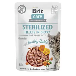 Вологий корм Brit Care Cat Sterilized для стерилізованих кішок філе в соусі з кроликом пауч 85 г (арт.101050)