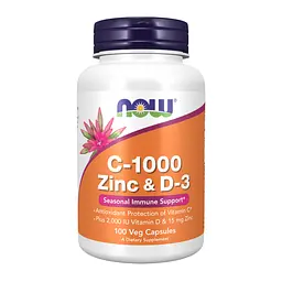 Цинк Now Foods C-1000 & D-3 - 100 веганських капсул, для імунітету