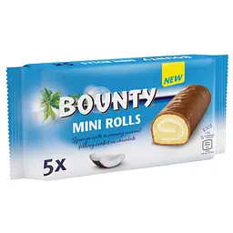 Бісквітні міні-рулети Bounty Mini Rolls з кокосовою начинкою в молочному шоколаді 150 г