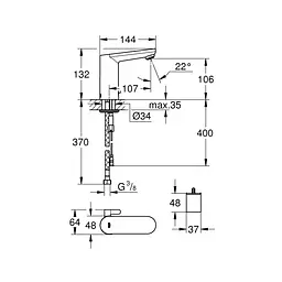 Змішувач безконтактний для раковини Grohe Get E 36366001, Хром - мініатюра 2