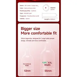 Презервативи класичні великі гладкі GJG XXL Extra Large латекс 3 шт - мініатюра 7