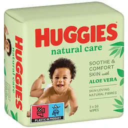 Набір вологі серветки Huggies Natural Care, 168 шт. (3 уп. по 56 шт.) - мініатюра 2
