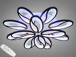 Люстра стельова LED Diasha 8090/8+4BK, 190W, 4100K, чорний метал, сучасний стиль для дому