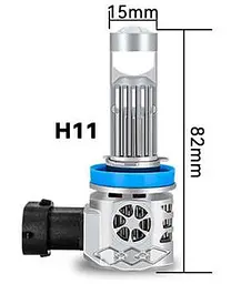 Автомобільні led лампи з лінзою H11, світлодіодні лампочки у фари - н 11 лід лампи - мініатюра 3