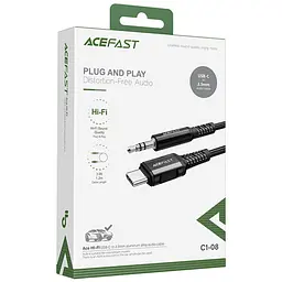 Аудіо кабель Aux Acefast C1-08 (Type-C to AUX 3.5mm) (1m) Black - мініатюра 5