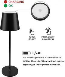 Акумуляторна настільна LED лампа K-Bright, USB, IP54, 3000K - мініатюра 4