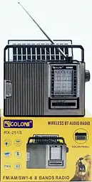 Радіоприймач Golon RX-251S Solar Bluetooth радіо з сонячною панеллю MP3 USB TF Сірий - мініатюра 2