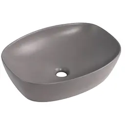 Раковина накладна Qtap Robin Stone grey, прямокутна, з донним клапаном QT04116302SG - мініатюра 2