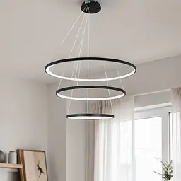 Елегантний підвісний LED-світильник Levistella 7529832-3A BLACK, три кільця 400/600/800 мм, регульована висота - мініатюра 2