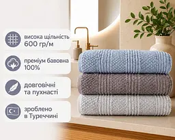 Набір турецьких махрових рушників Cestepe MicroCotton Premium 3 штуки 50x90 Nesha щільність 600 г/м2 - мініатюра 2