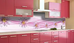 Вініловий кухонний фартух Вуаль наклейка для кухні ПВХ квіти Абстракція Рожевий Happy Pocket Z181756 - мініатюра 2