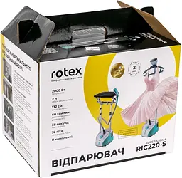 Відпарювач ROTEX RIC220-S SUPER STEAM для одягу вдома 2000Вт резервуар 2л стійка 50-132см Блакитний/Білий - мініатюра 3
