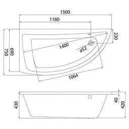 Ванна акрилова Cersanit Nano 150x75 L - мініатюра 3