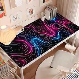 Килимок для миші та клавіатури "Neon Lines" 80×30 см, Чорний - мініатюра 4