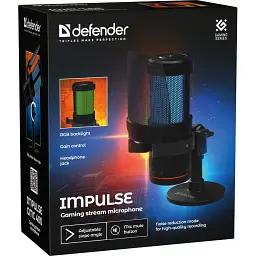 Ігровий стрім мікрофон Defender Impulse GMC 400 USB RGB 2.0 м (64240)