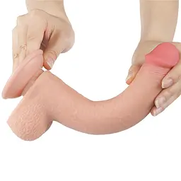 Фалоімітатор LoveToy Sliding-Skin Dual Layer Dong 22 см тілесний - мініатюра 5