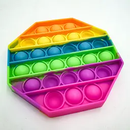 Сенсорна іграшка антистрес силіконова нескінченна пухирця поп іт UKC Pop It Fidget восьмигранник веселка